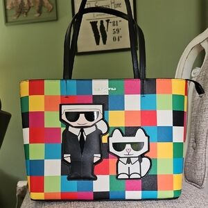 Karl Lagerfeld Multicolor Tote with Cartoon Design